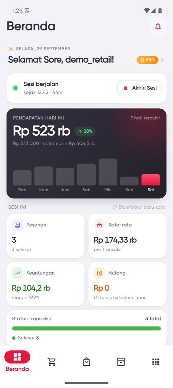 Beranda: omzet hari ini naik