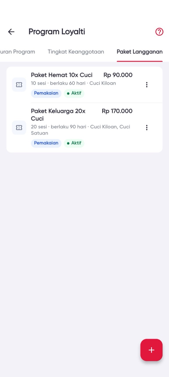 Paket langganan: Hemat 10x Cuci, Keluarga 20x Cuci